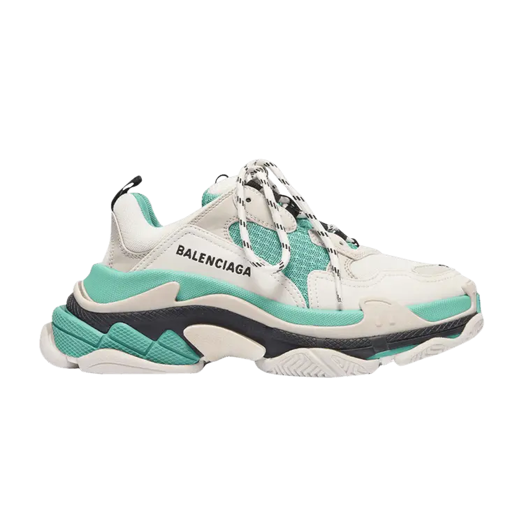 Кроссовки Balenciaga Wmns Triple S White Green2019, зеленый