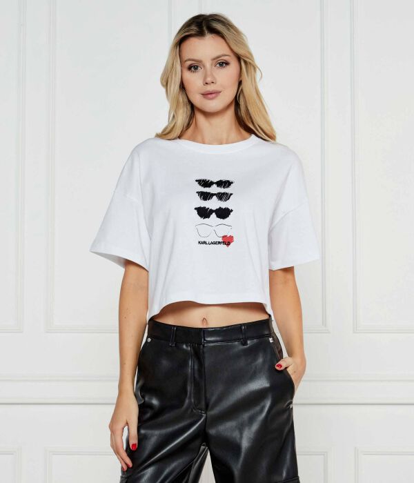 

Солнцезащитные очки на футболке Cropped fit Karl Lagerfeld, белый