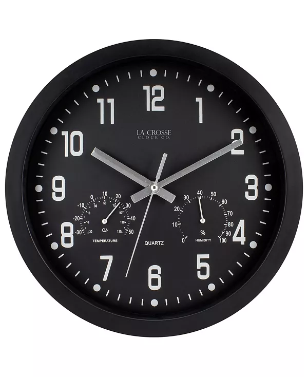 

Часы La Crosse 404-2631 12 дюймов, аналоговые настенные часы для помещений с индикацией температуры и влажности La Crosse Technology, black