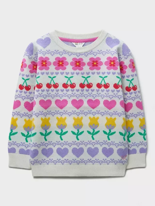Детский свободный вязаный джемпер, белый Crew Clothing
