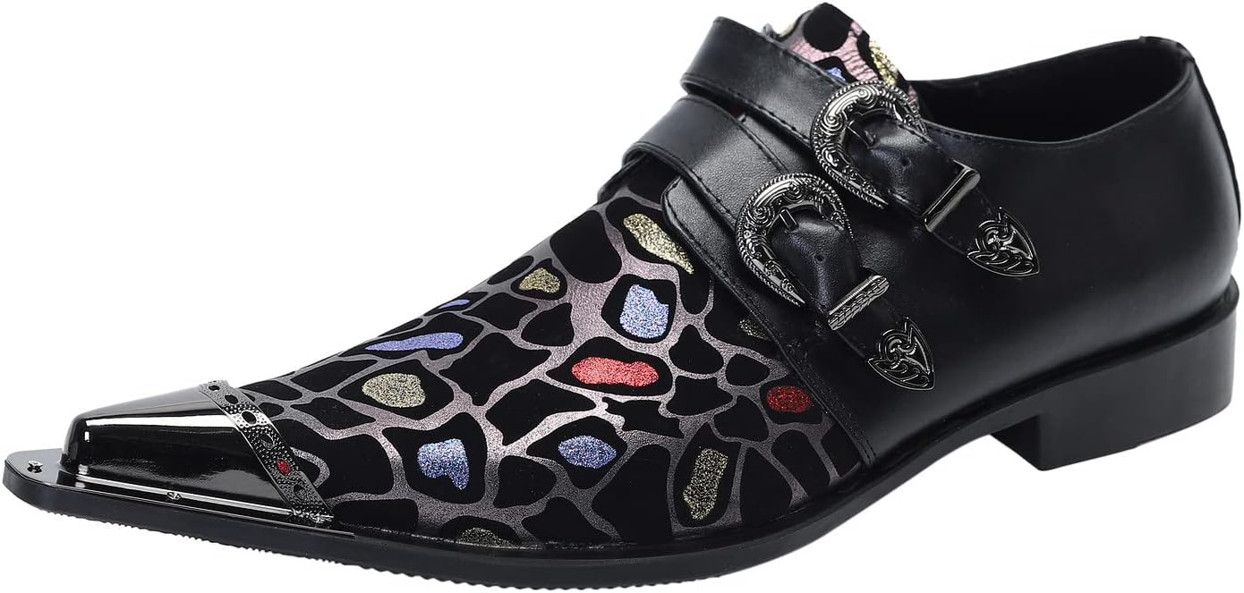 

Мокасины-тапочки Santimon с металлическим заостренным носком, без застежек, кнопками, из кожи, модные, для вечеринок, бального танца, бизнеса, свадьбы, мужская обувь, черный