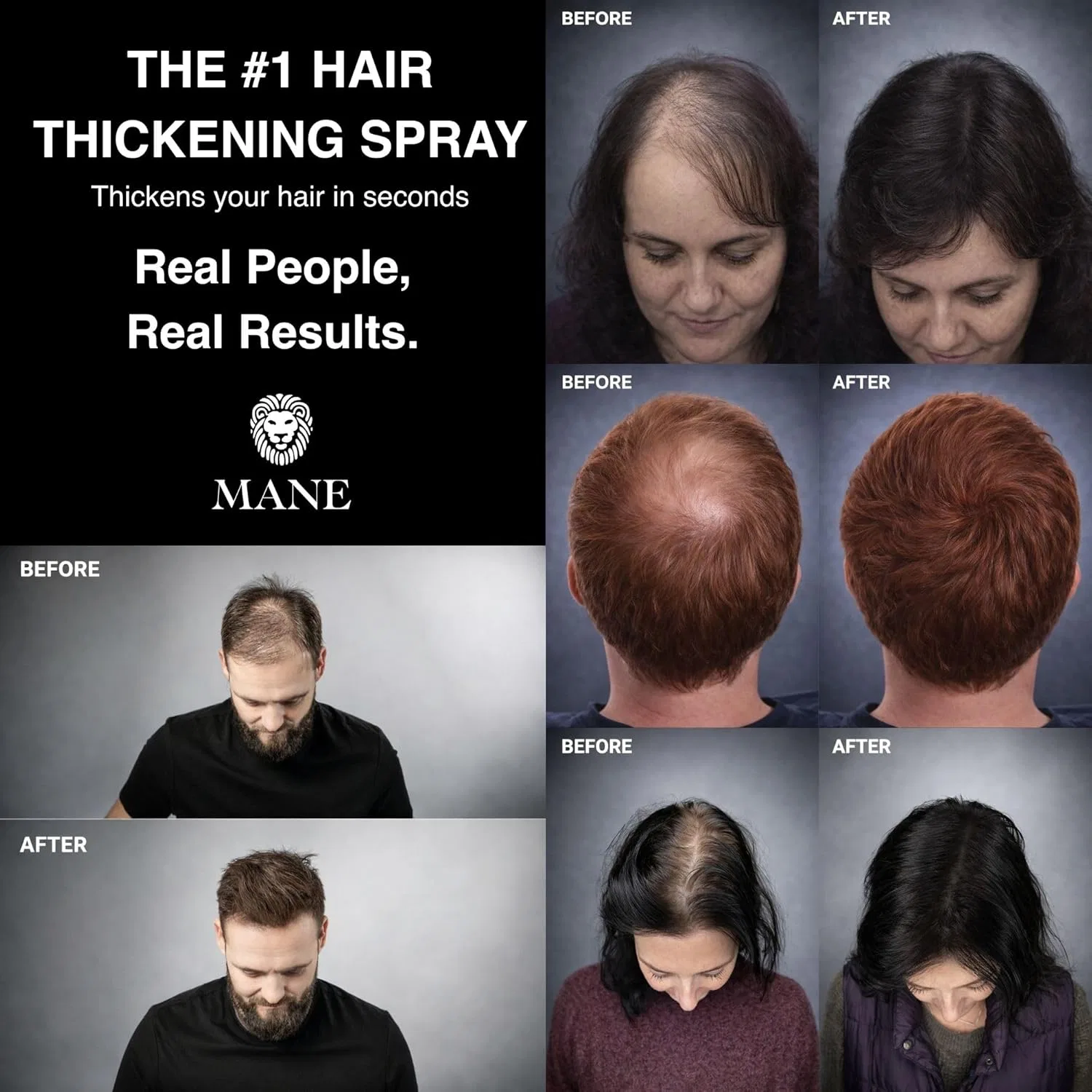 Спрей для утолщения волос Mane UK с эффектом блеска Mane, Dark Brown — фото 2