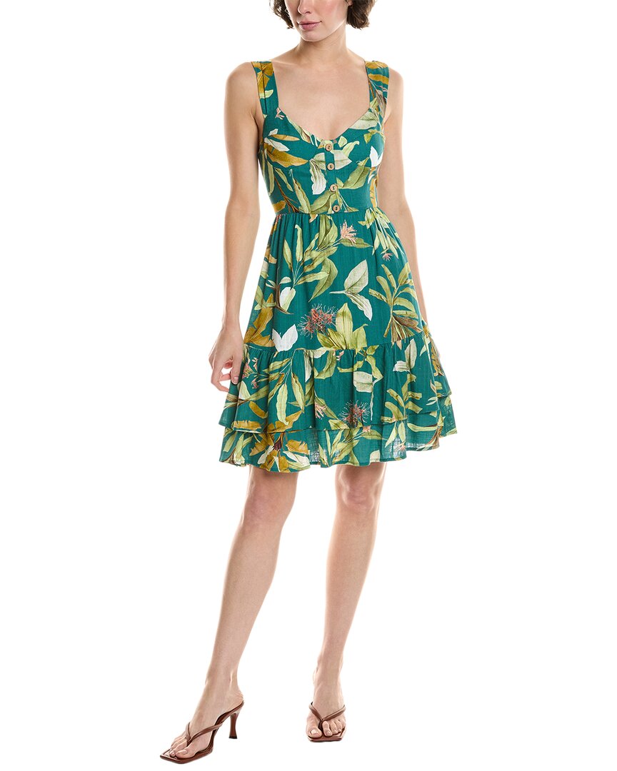 

REVERIEE Мини-платье из льняной смеси, зеленый