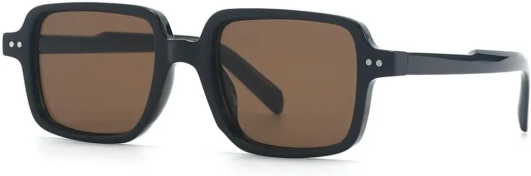 

Классические винтажные роскошные солнцезащитные очки для женщин и мужчин, большая оправа, панк-стиль, заклепки, защита от УФ-излучения UV400 VFDHN, Black Tea