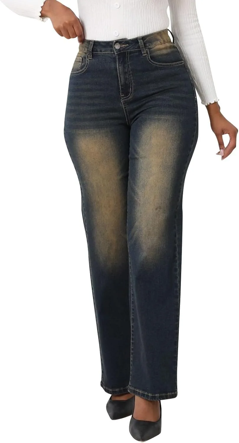 

Прямые джинсы для женщин с высокой посадкой, рваные и потертые