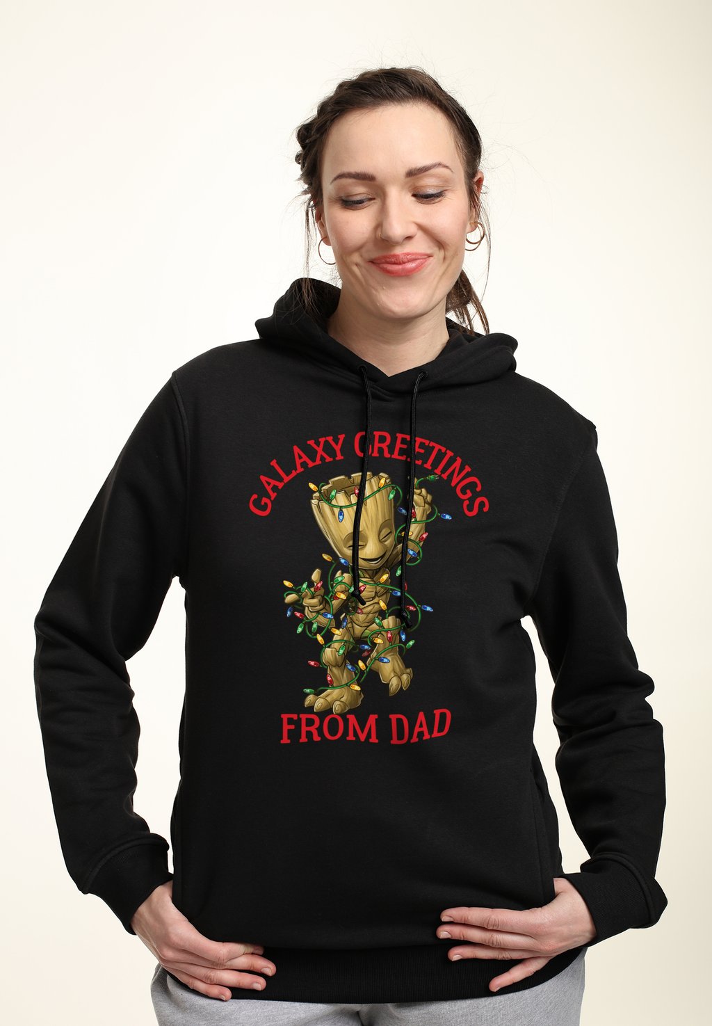 

Толстовка с капюшоном GUARDIANS OF THE GALAXY CLASSIC XMAS GROOT DAD Marvel, черный