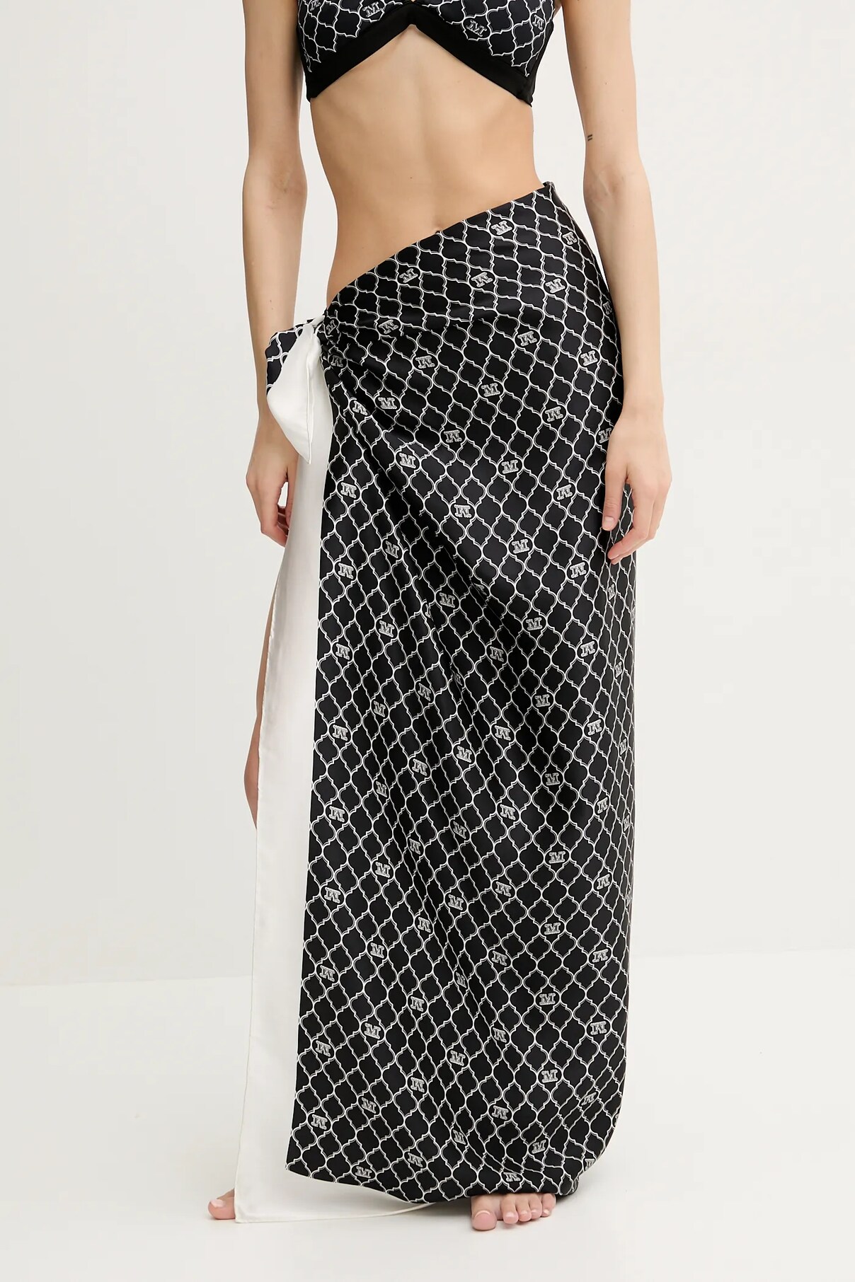 

Шелковый пляжный шарф Max Mara Beachwear, черный
