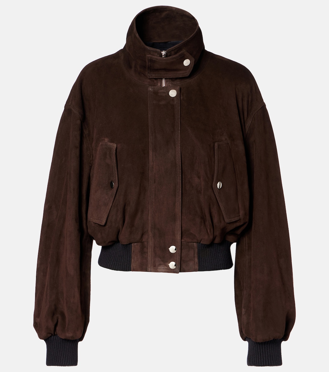 

Бомбер из замшевой кожи цвета вереска Nour Hammour, Mocha Suede