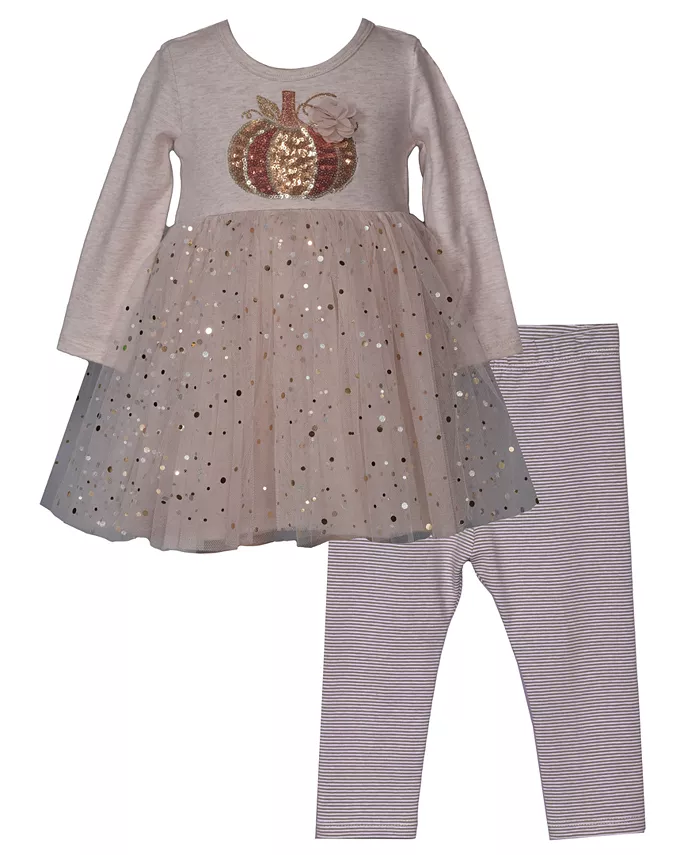 

Комплект из двух предметов: топ и леггинсы для девочки, тыква с пайетками Bonnie Baby