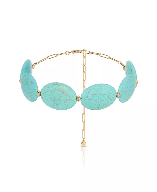 

Эффектное колье с овальными камнями бирюзы Ettika, turquoise