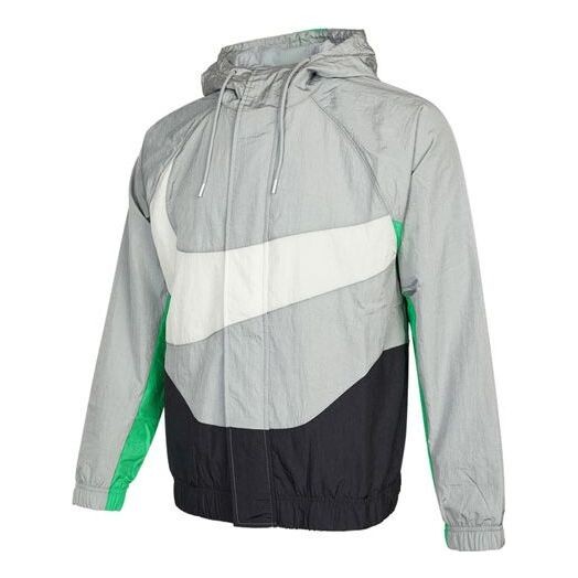 

Куртка Nike Sportswear Swoosh Contrasting Colors Large Logo hooded Woven Jacket Gray, серый