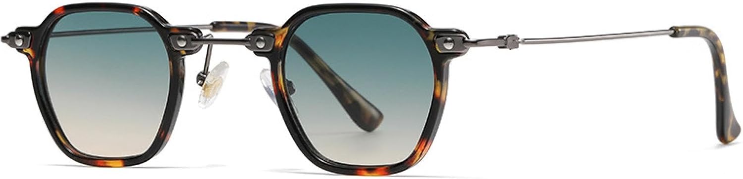 

Популярные модные маленькие женские солнцезащитные очки в стиле ретро с заклепками, мужские солнцезащитные очки с прозрачными градиентными линзами VVTWSSW, Leopard Green Yellow