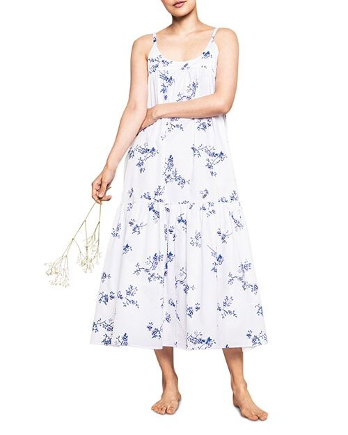 

Ночная рубашка Chloe цвета индиго с цветочным принтом Petite Plume, цвет White