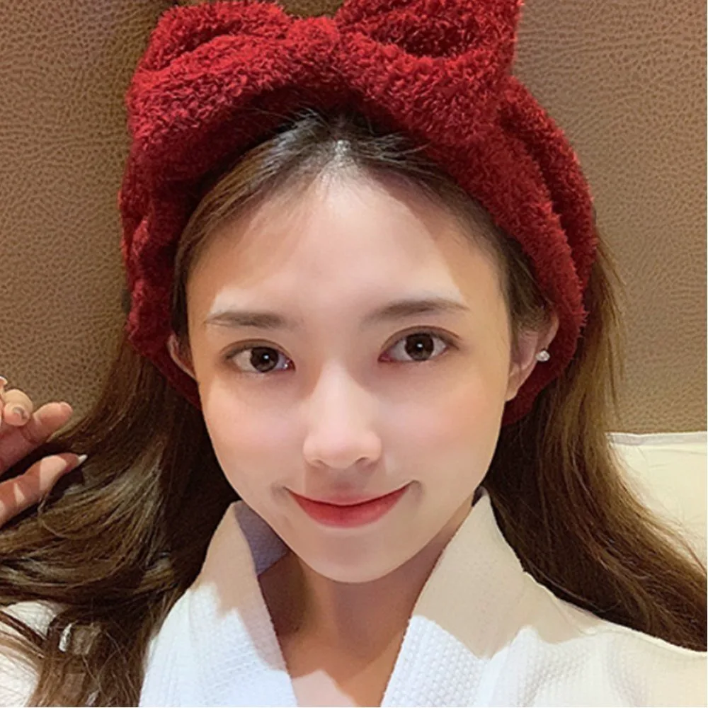 Пушистая резинка для волос, лента для умывания Aimoon, Wine Red