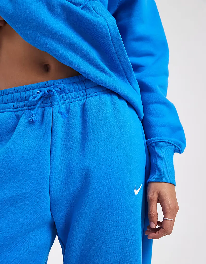 Спортивные брюки Nike Phoenix Fleece с высокой талией свободным кроем и манжетами, синий — фото 3