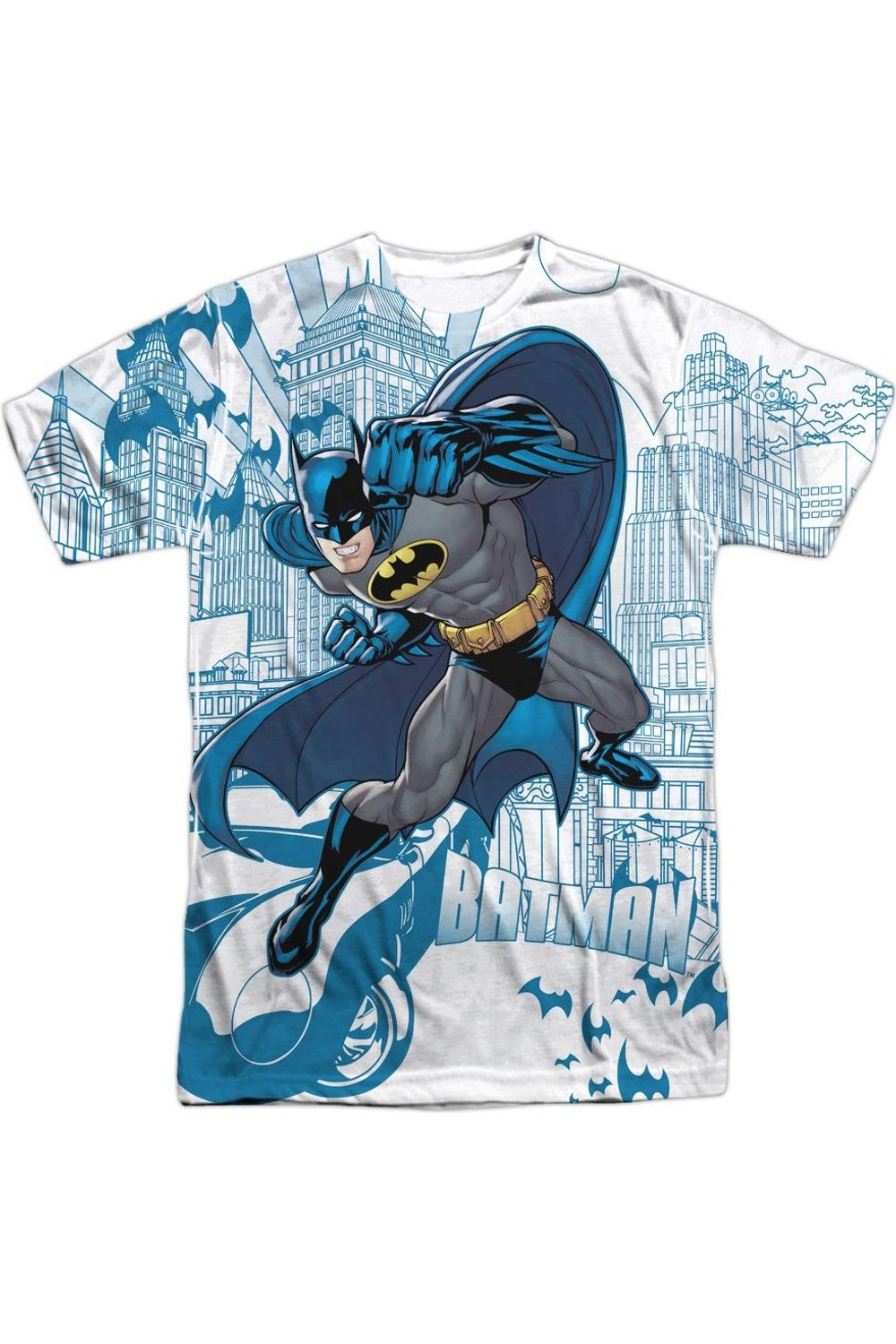 

Футболка Batman Skyline All Over с коротким рукавом для взрослых из 100% полиэстера Gildan, белый