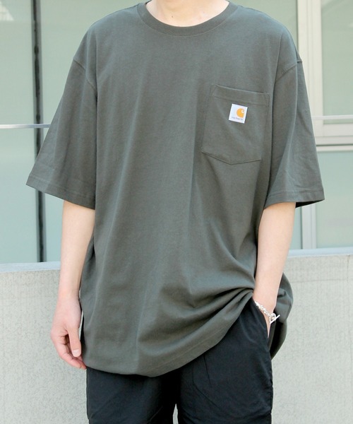 

Футболка с коротким рукавом, накладным карманом и принтом Carhartt, оливковый