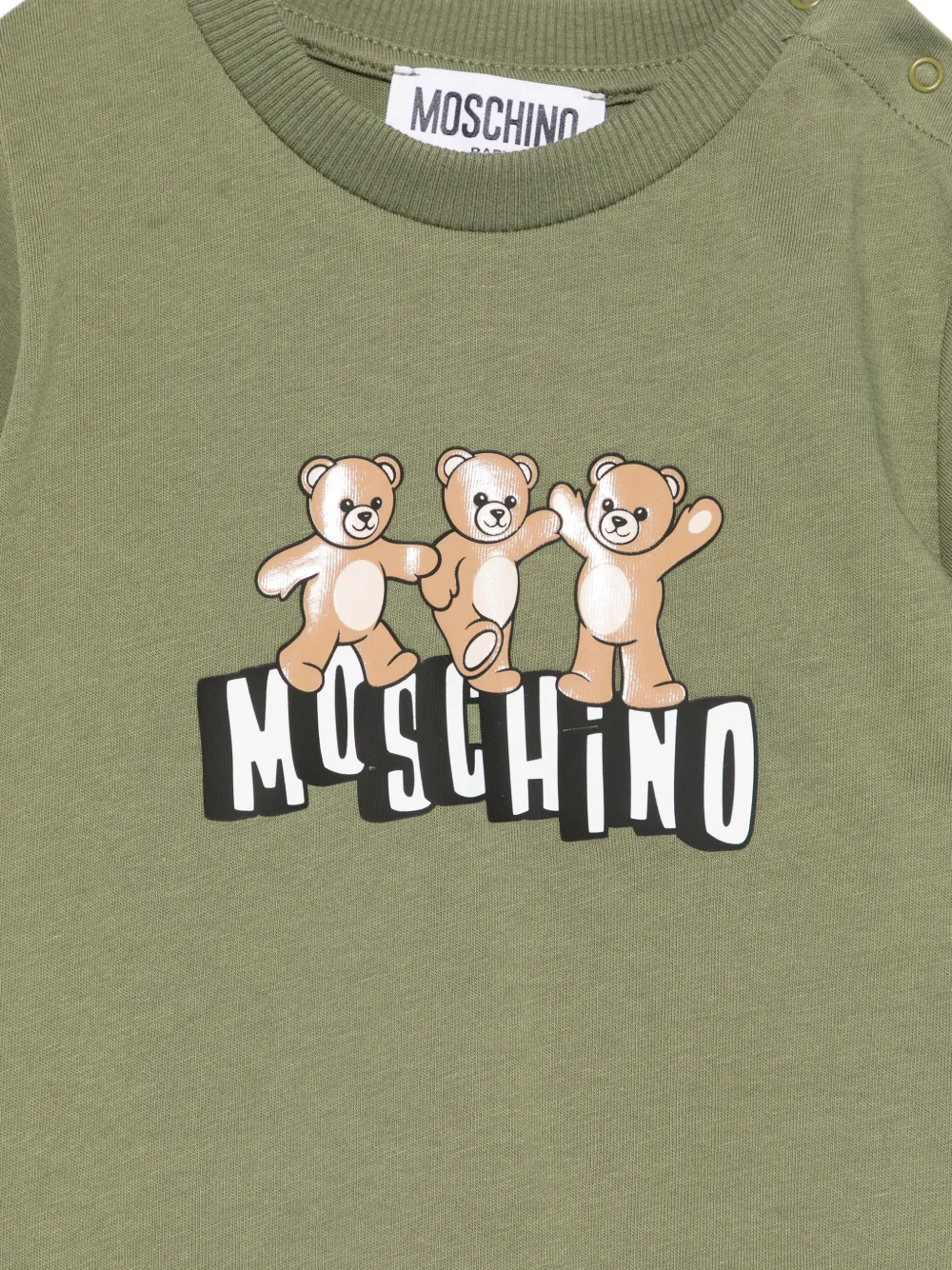 Футболка с принтом медведя Moschino Kids, зеленый — фото 3