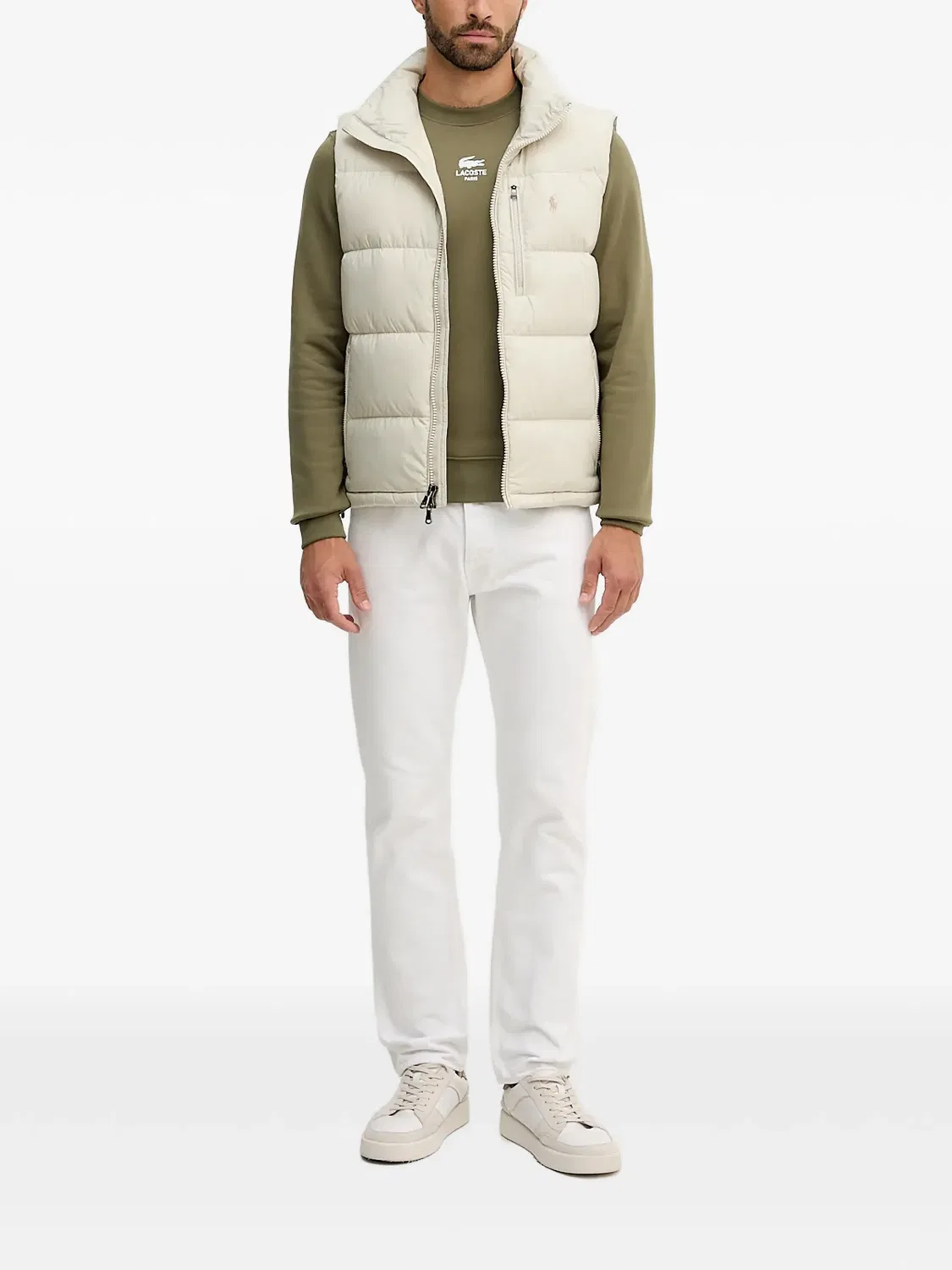 Толстовка Lacoste с логотипом, круглый вырез, оливково-зеленый — фото 2