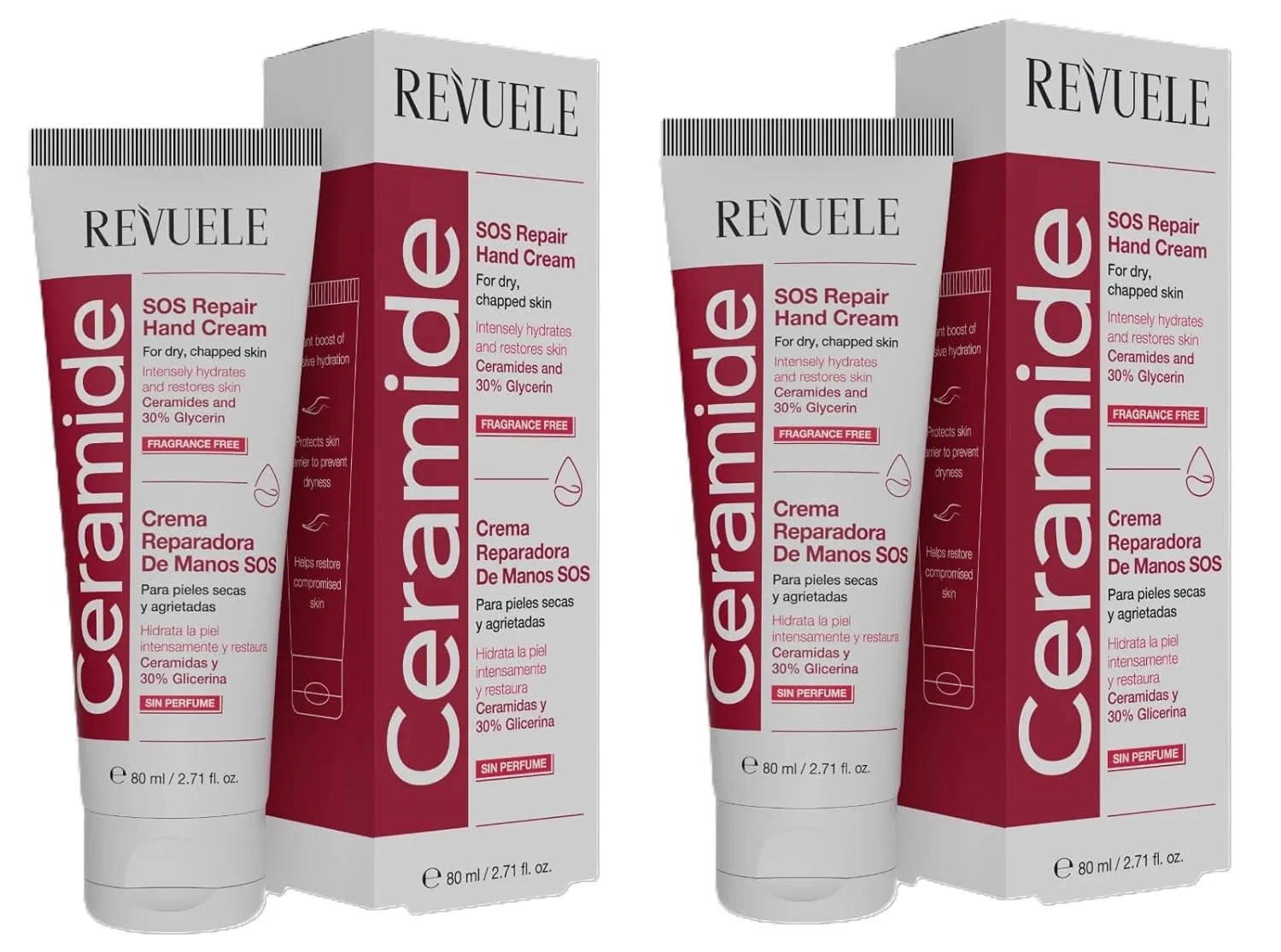 Восстанавливающий крем для рук Revuele Ceramide SOS Repair, 2 x 80 мл Revuele