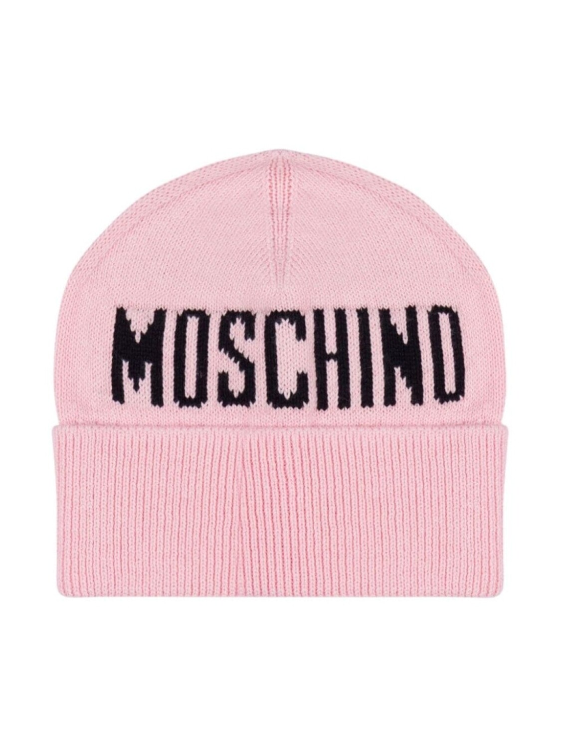 

Moschino Kids шапка бини вязки интарсия с логотипом, розовый