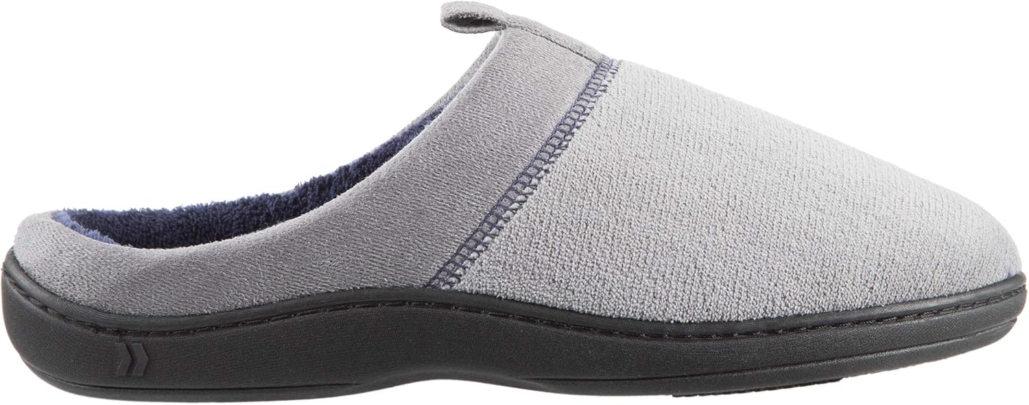 

Мужские шлепанцы Isotoner с открытой пяткой, мемори-пеной и подошвой для дома и улицы, Microterry Ash