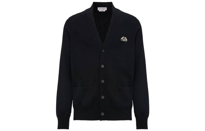 

Кардиган с логотипом Seal в черном/слоновой кости трикотаж мужской Alexander McQueen, черный