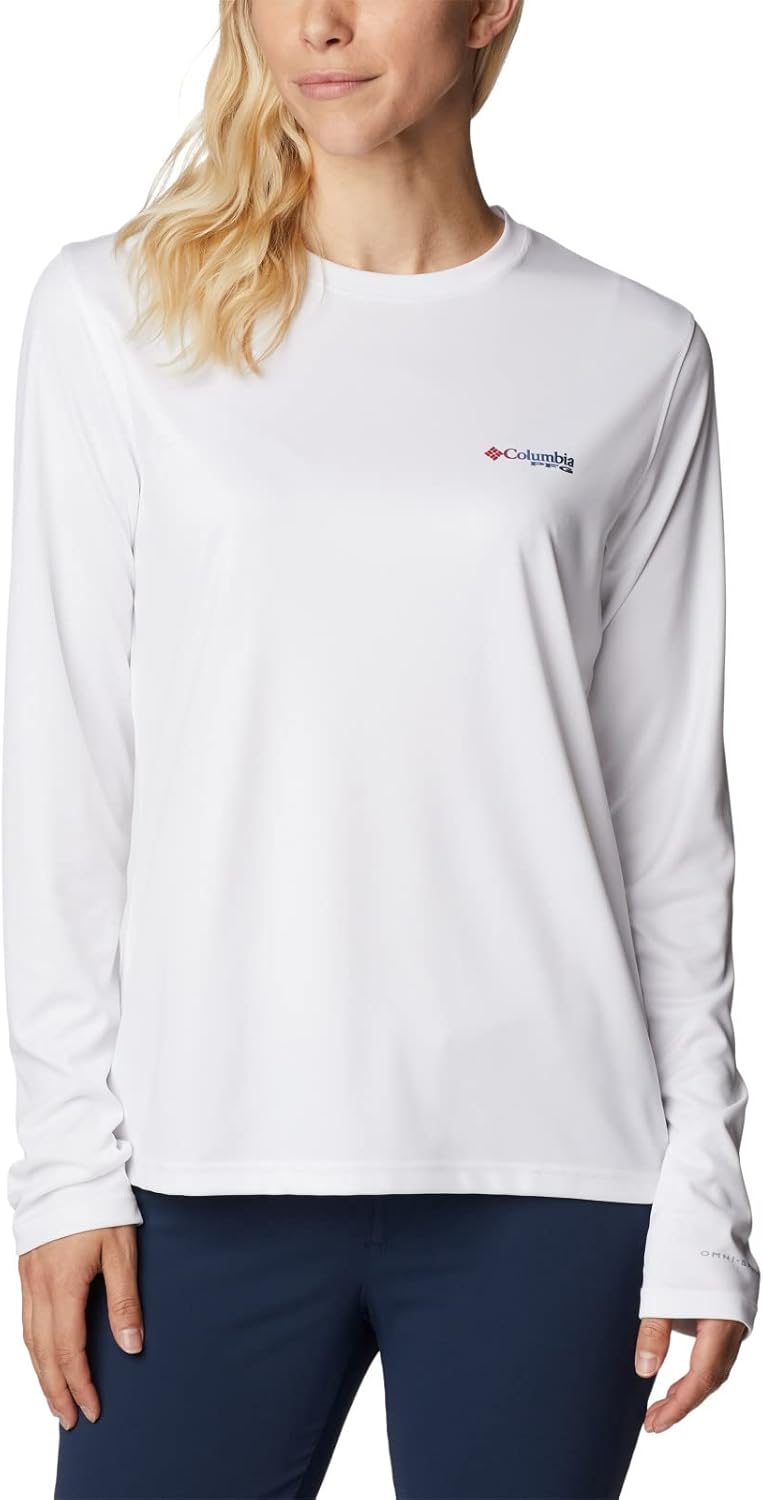 

Женская футболка Columbia Standard Tidal Tee PFG Isle Rise Fade Ls, White/Fish Flag Ombre, Белый, Женская футболка Columbia Standard Tidal Tee PFG Isle Rise Fade Ls, White/Fish Flag Ombre