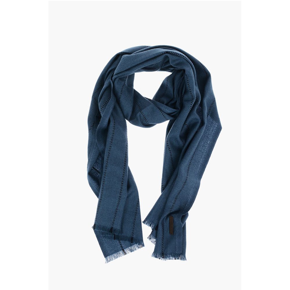 

Однотонный шарф с бахромой Ermenegildo Zegna, Blue