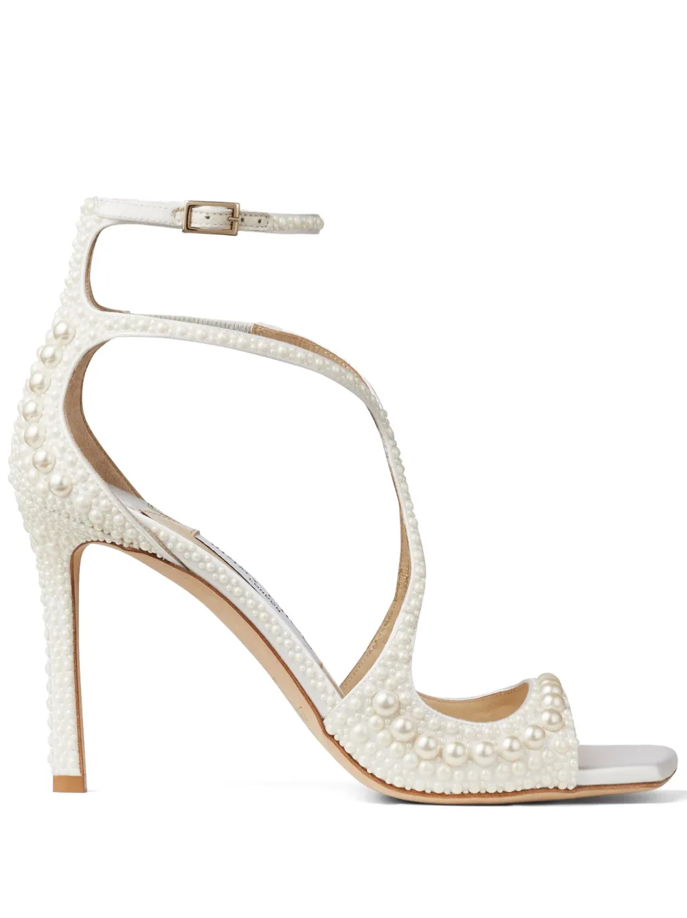 Сандалии Azia 95 мм, украшенные жемчугом JIMMY CHOO, белый