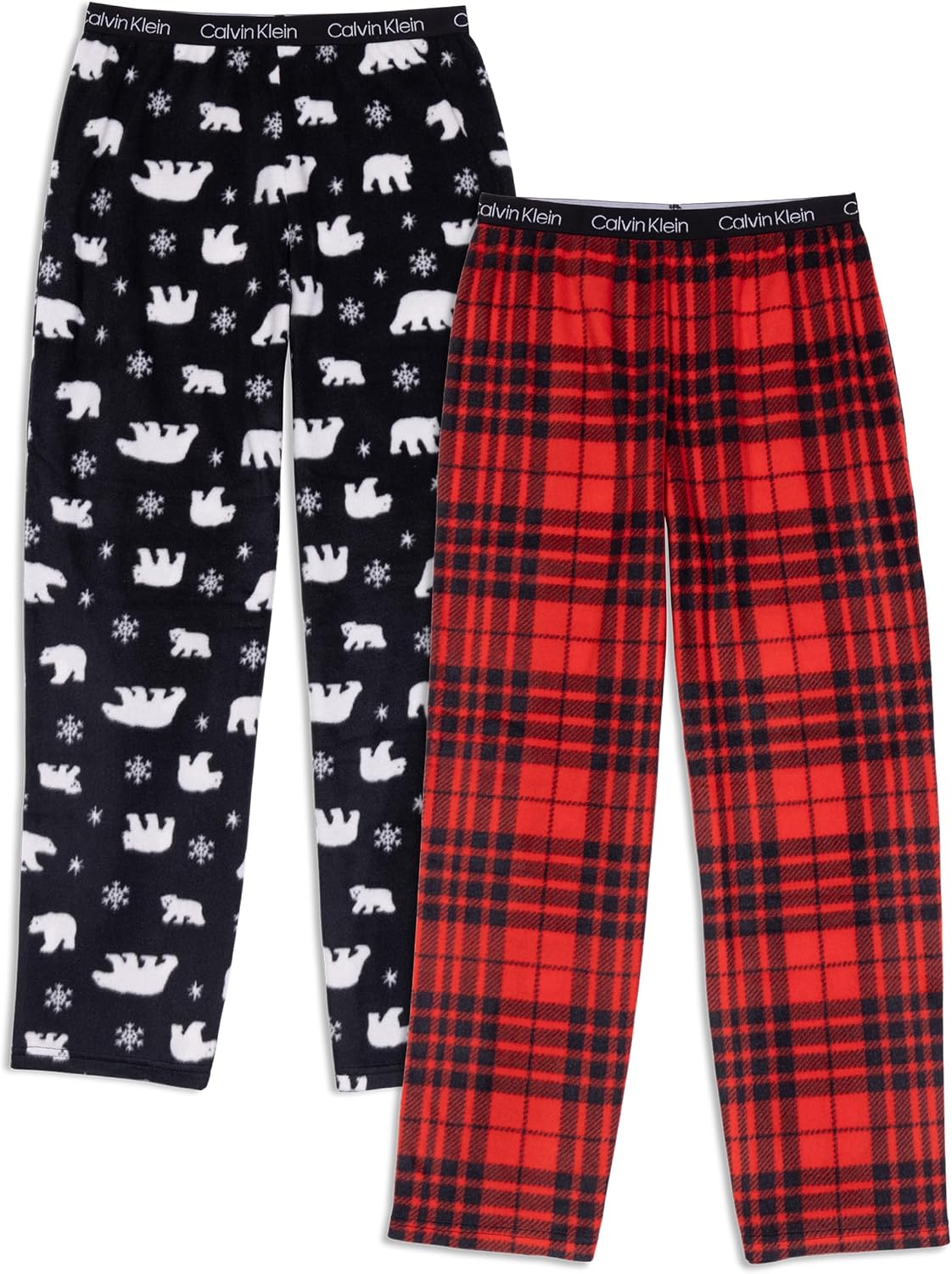 

Комплект из 2 пижамных штанов Calvin Klein boys Super Soft Brushed Micro, Red Weekend Plaid/Black Polar Bear