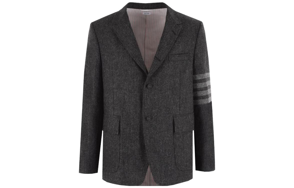 

Однобортный пиджак с полосками THOM BROWNE, серый