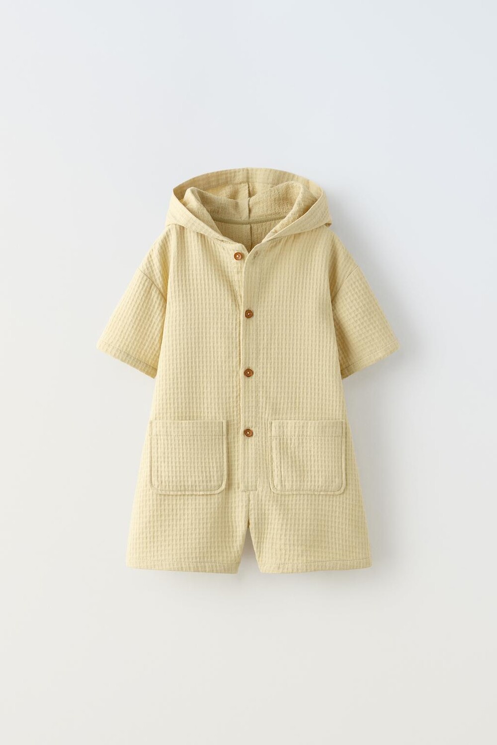 

Короткие комбинезоны из вафельной трикотажной ткани с капюшоном ZARA, фисташковый