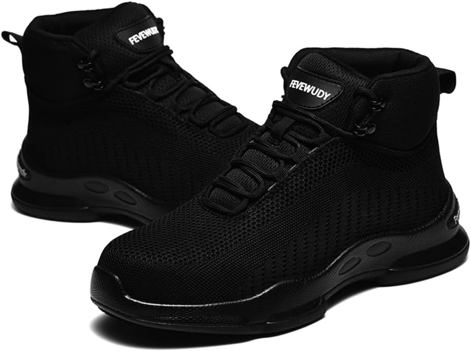 

Женские защитные ботинки с металлическим носком, легкие ботинки для женщин с композитным защищающим носком, для промышленности и строительства, мужские Fevewudy, черный