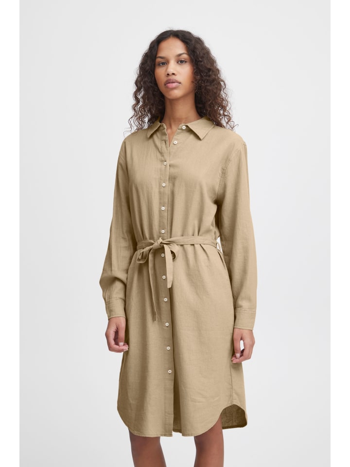 

Короткое платье ICHI Blusenkleid IHLINO DR2 20120967 Shirt aus Leinenmix, натуральный