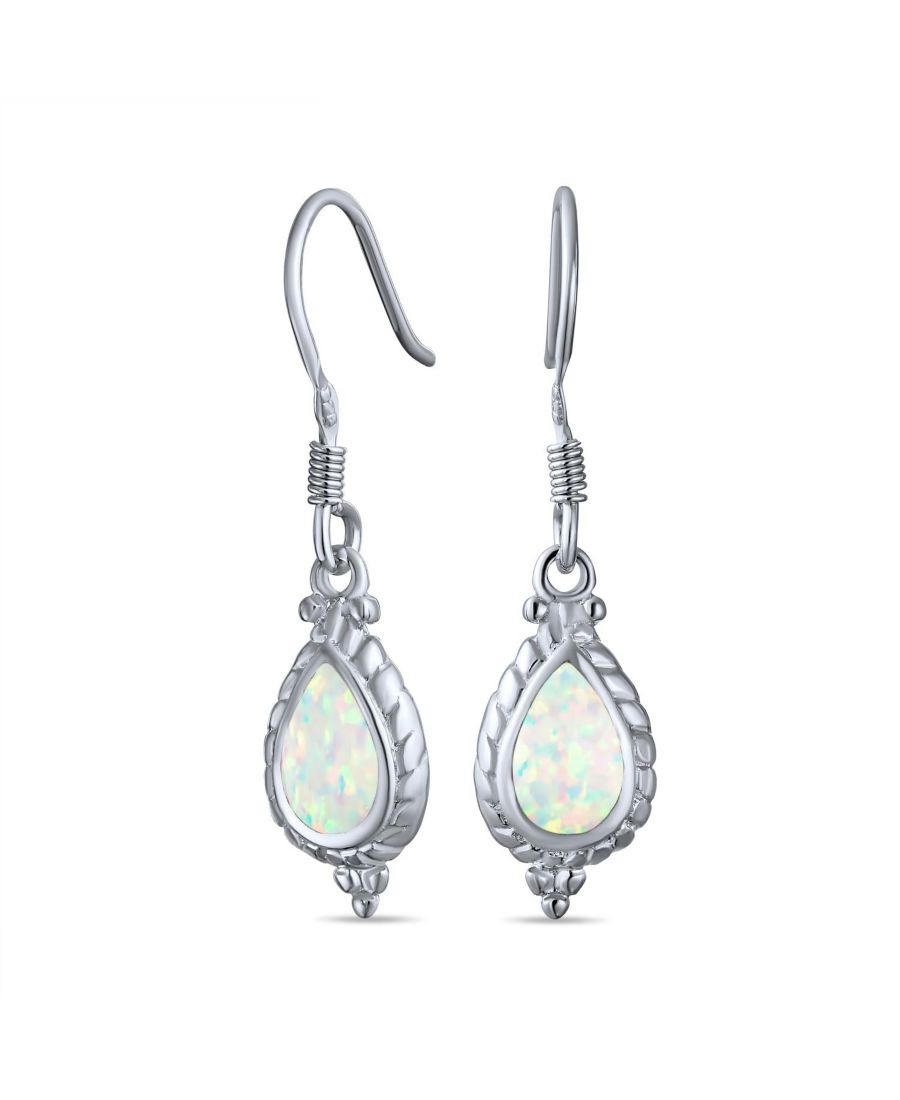 

Антикварные серьги-подвески в стиле милгрейн с камеей, украшенные переливающимся белым искусственным опалом, из серебра 925 пробы, французская застежка Bling Jewelry, White