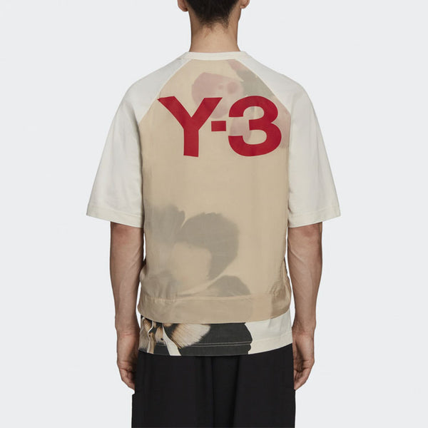 Футболка men's y-3 ss21 rear logo printing round neck short sleeve creamy white t-shirt Adidas, белый — фото 4
