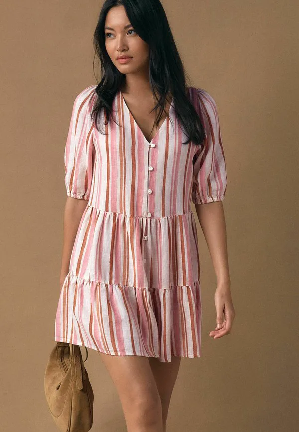 Платье-Рубашка Next, Pink Orange Washed Stripe — фото 4