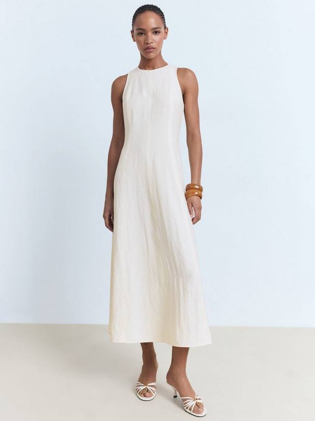 

Платье миди Pepa с расклешенными рукавами без рукавов Mango, Light Beige