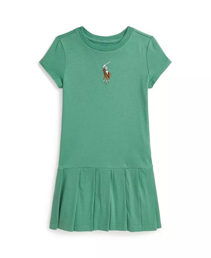 

Платье плиссированное из джерси Big Pony для девочек и малышек Polo Ralph Lauren, зеленый