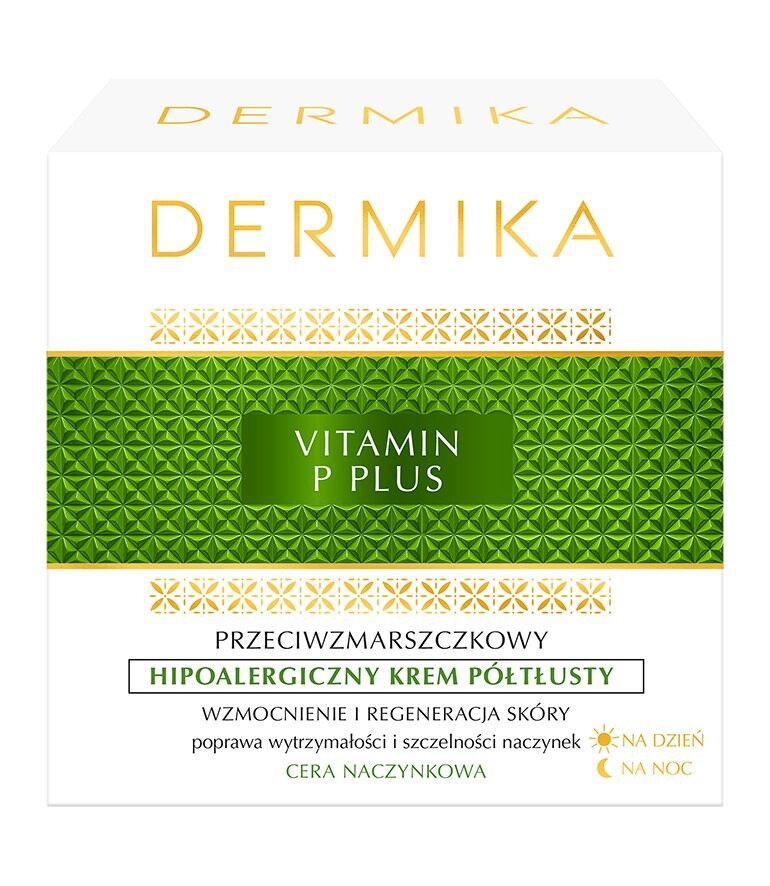Крем для лица Dermika — Витамин P Plus, Гипоаллергенный полурискованный против морщин, день и ночь, 50 мл — фото 3