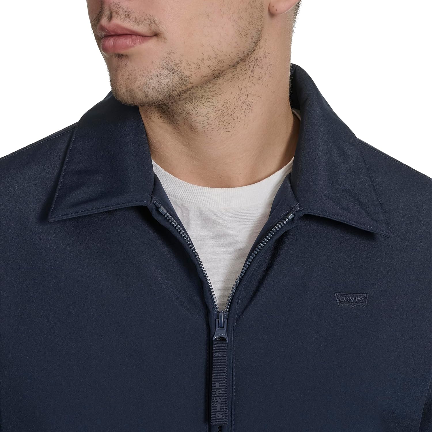 Мужская легкая куртка-бомбер Levi's из мягкой ткани софтшелл Varsity Rib Knit, Midnight — фото 4