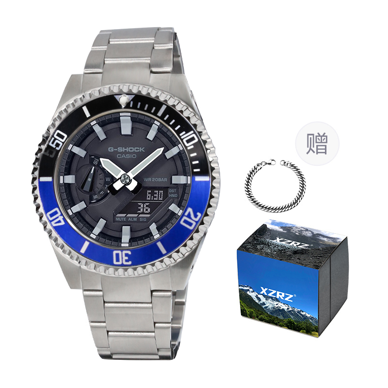 

Унисекс часы CASIO серии с двойным дисплеем жидкокристаллическим/аналоговым 46,2 мм черные