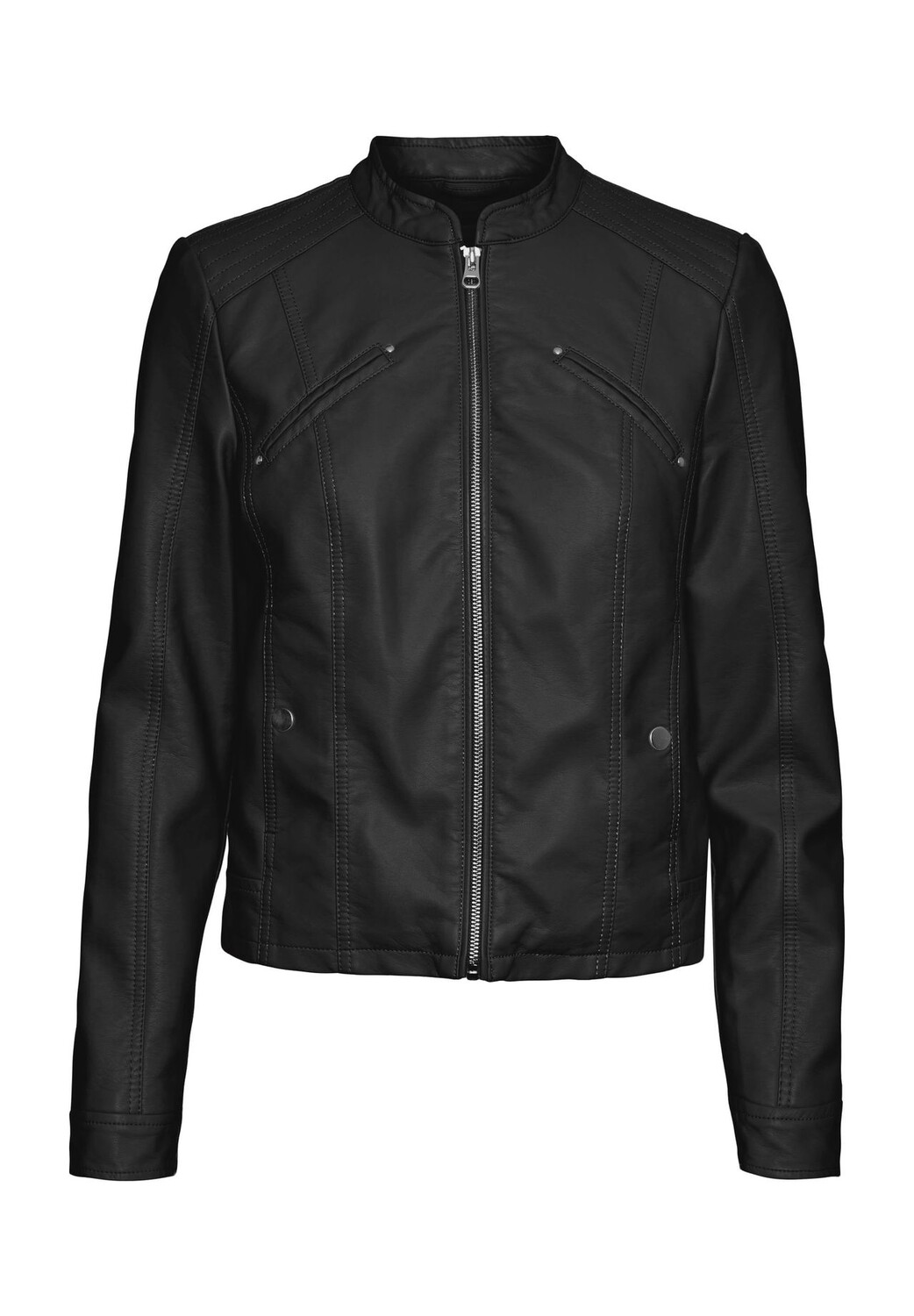 

Куртка кожаная, воротник стойка, женская VERO MODA, черный