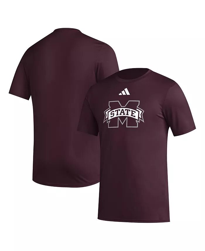 

Мужская темно-бордовая футболка с логотипом основного шкафчика Mississippi State Bulldogs перед игрой AEROREADY adidas