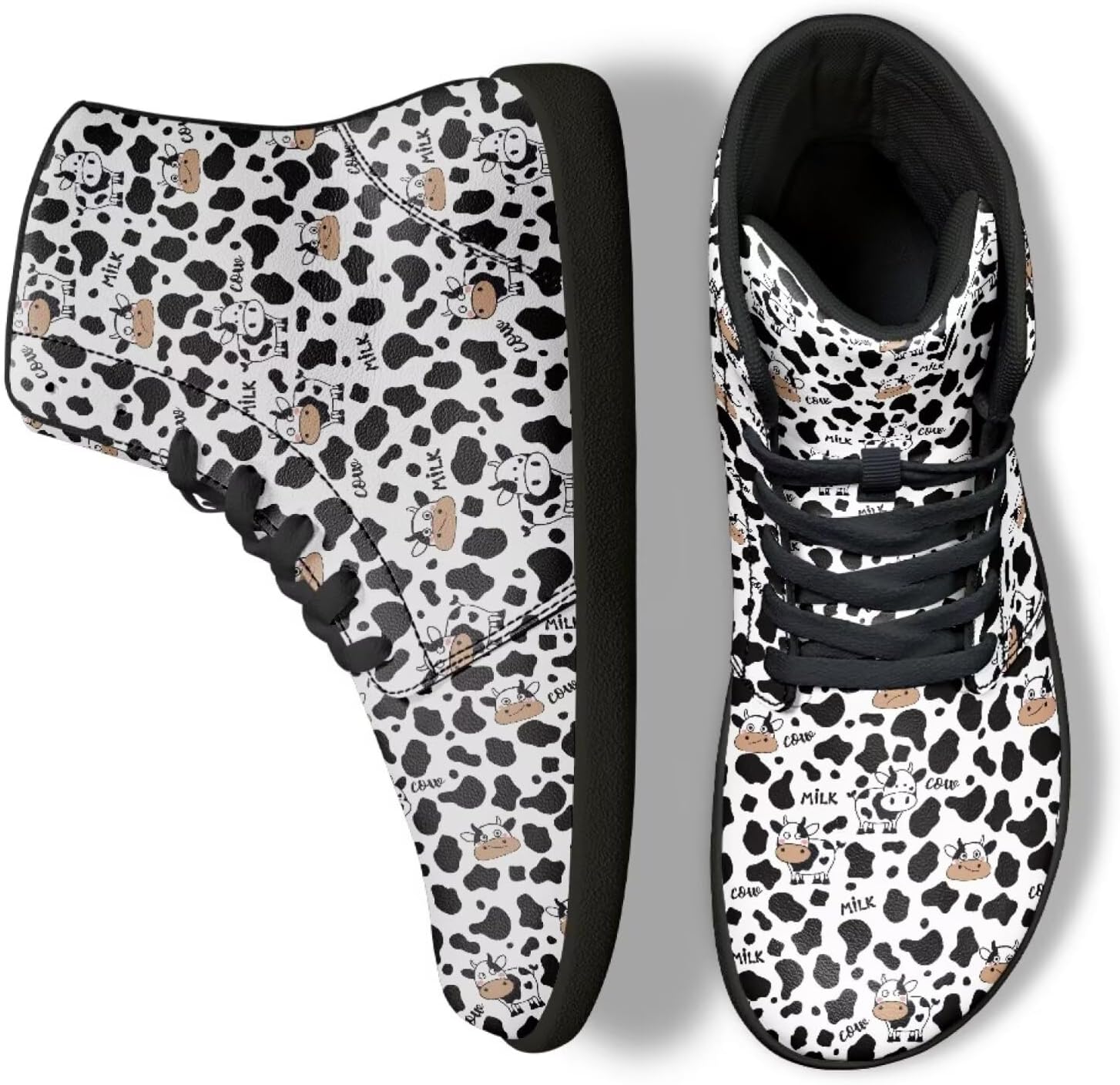 

Кроссовки Jeiento с животным принтом, высокие, без шнуровки, для тенниса, удобные, спортивные, для фитнеса и бега, мужские, Cute Milk Cow