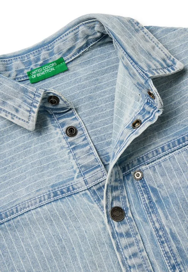 Джинсовая куртка в полоску United Colors Of Benetton, Blue — фото 3