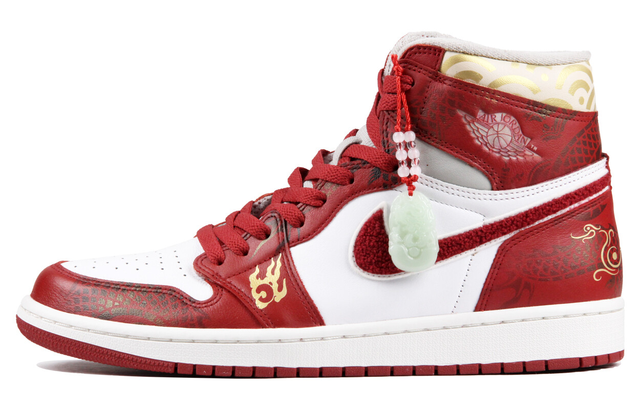 

Кроссовки Air JORDAN 1 Vintage Basketball Women's High-Top, белый/красный/золотой