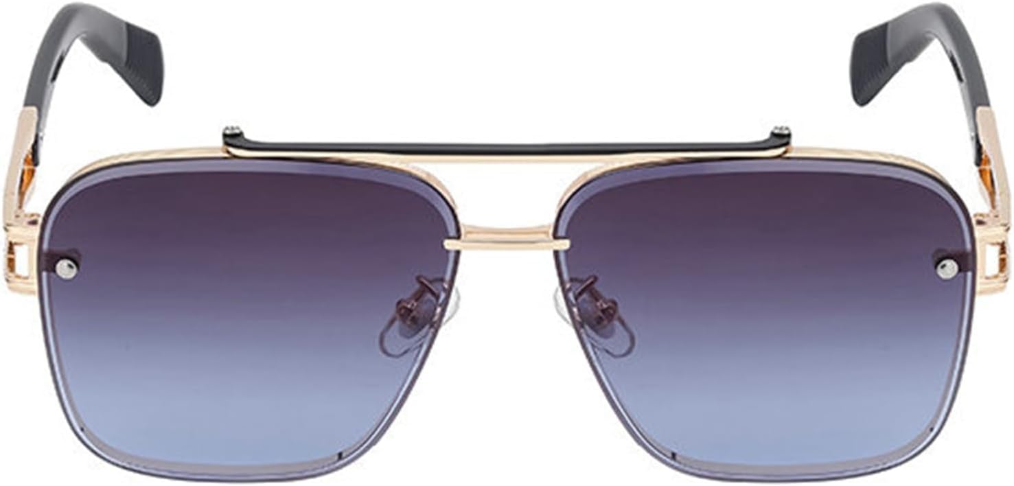 

Солнцезащитные очки Willochra Retro Metal Double Bridges Pilot для женщин, модные темно-зеленые квадратные очки с защитой от УФ-излучения UV400 для мужчин, панк-очки, C5