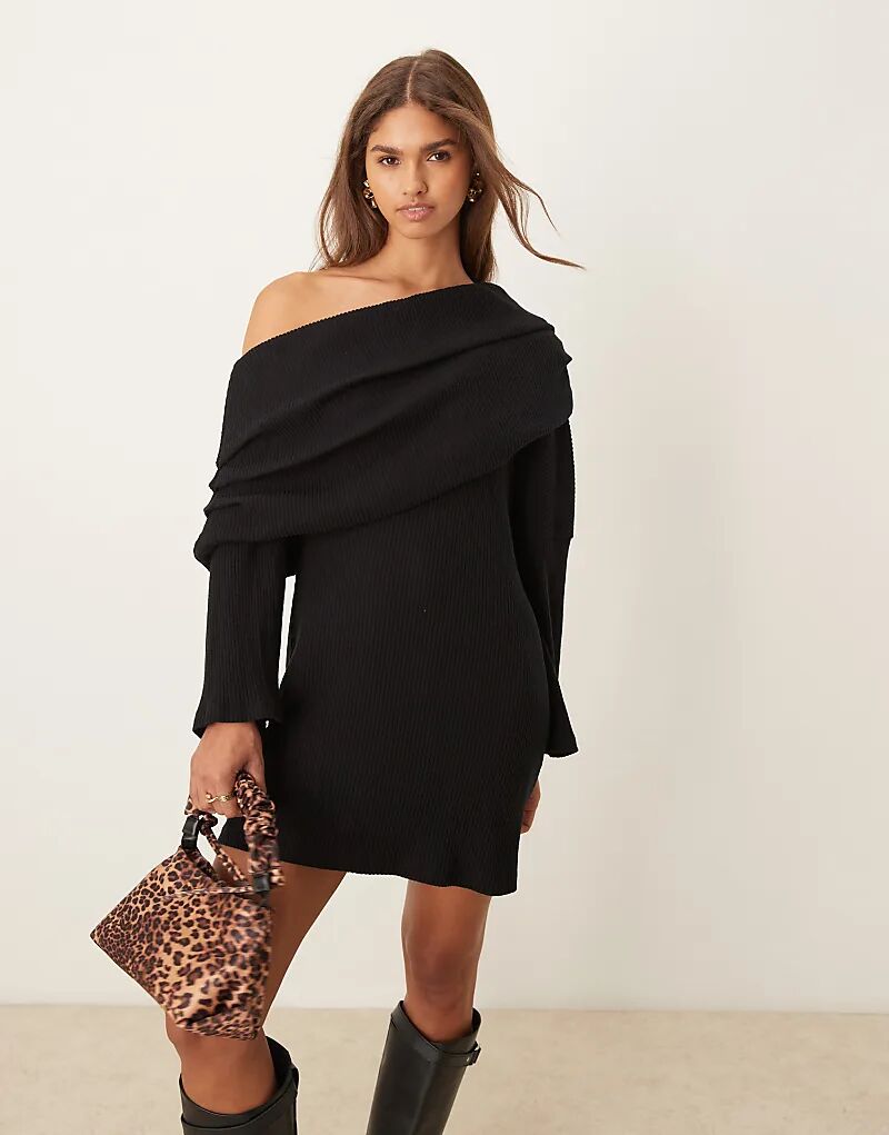

Мини-платье с заниженной линией плеч ASOS DESIGN черного цвета